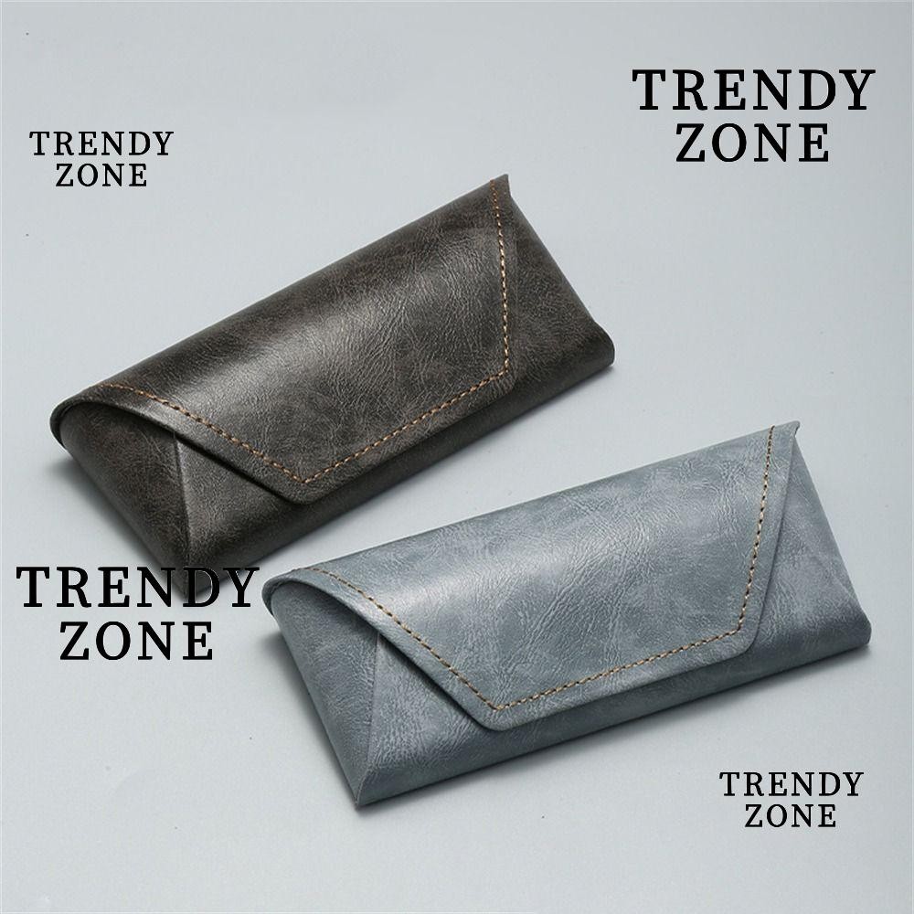 Trendyzone กระเป๋าใส่แว่นกันแดด, กล่องใส่แว่นตาทนแรงกดแบบพับได้, กล่องใส่แว่นตา PU แบบพกพาสําหรับผู้ชายผู้หญิง