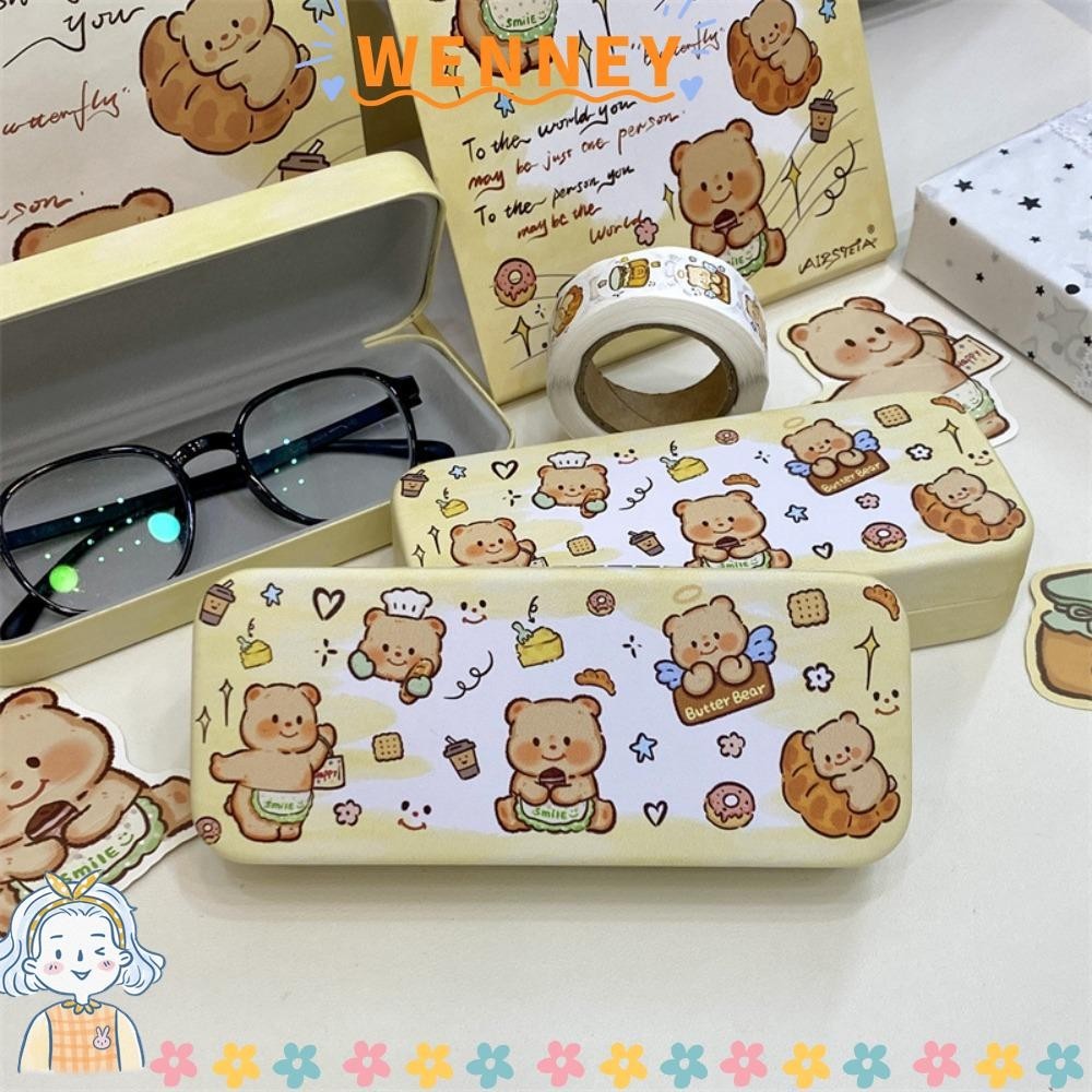 กล่องแว่นตา ชนะ แว่นตากันฝุ่นหมีเนย ,ตัวป้องกันแว่นตา กล่องแว่นกันแดดการ์ตูนแบบพกพา แว่นกันแดด