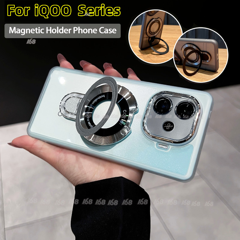 เคส IQOO 12 13 15 Z9 Z9X Z10 เคส iQOO Z9 Z9X Turbo 5G เคสโทรศัพท์ใสกันกระแทกพร้อมแม่เหล็กพร้อมแหวนยึ