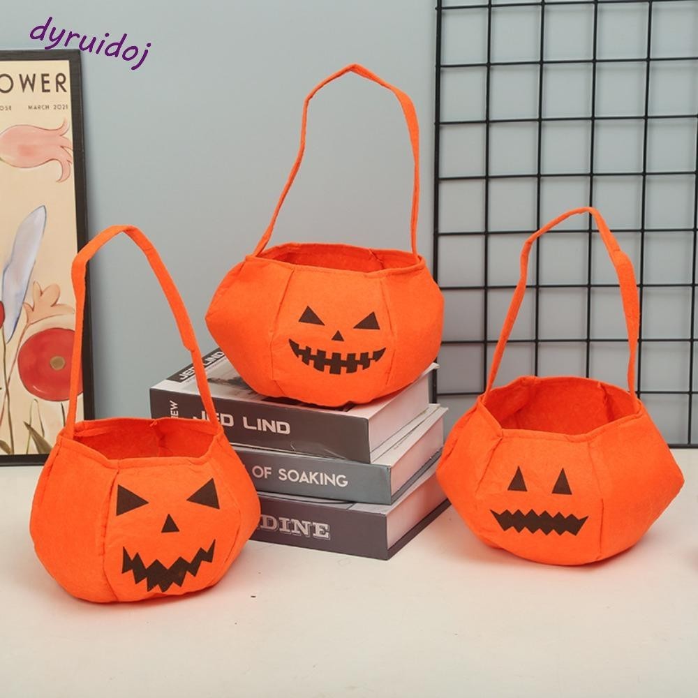 Dyruidoj1 กระเป๋าฟักทอง, Ghost ผ้า Halloween Candy Bag, Kawaii ของขวัญกระเป๋า Trick หรือ Treat กระเป