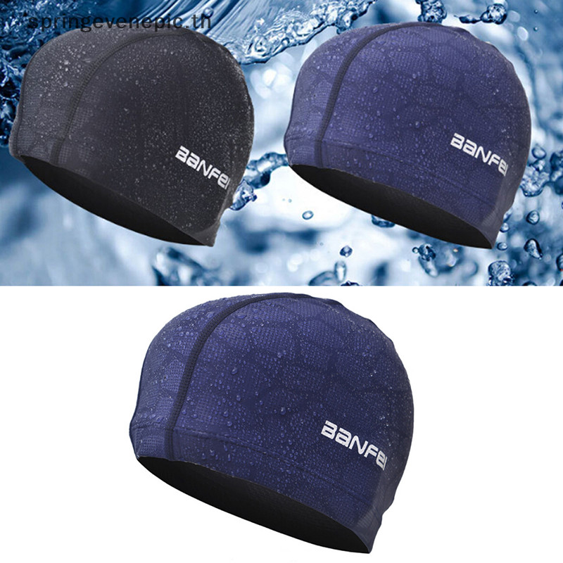 Springevenepic Summer Swimming Cap Nylon High Elasticity Elastic Durable Adult Swimming Hat ใหม่