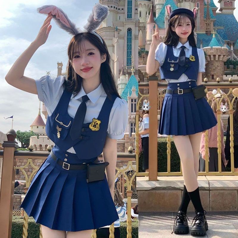ขายร้อน Judy cos ชุดสูทสามชิ้น Crazy Zoo Park สวมกระต่ายตํารวจเจ้าหน้าที่เสื้อผ้าผู้ใหญ่ชุดสูทเสื้อผ้าผู้หญิง