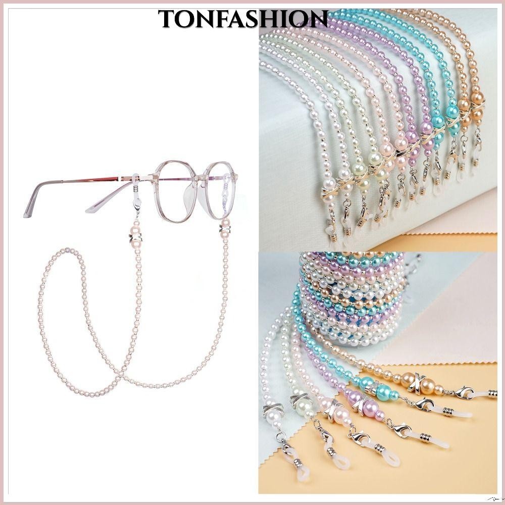 Tonfashion อ่านหนังสือแว่นตา,เลียนแบบมุกแว่นตาอุปกรณ์เสริมแว่นตากันแดดสายรัดเชือกเส้นเล็ก,แบบพกพา75ซม.6สีลูกปัดโซ่มุกแว่นตาสายรัดสากล