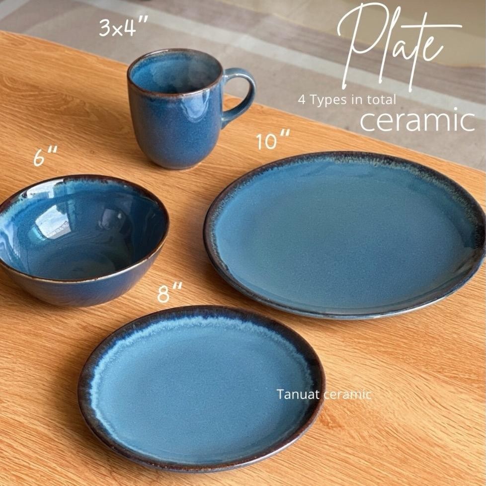 (รุ่น หลุด QC) ceramic จานชาม โทนสี Blue เคลือบรีแอกทีฟที่โดดเด่น ซึ่งรับรองว่าจะทำให้โต๊ะทุกแบบโดดเด่นสะดุดตา
