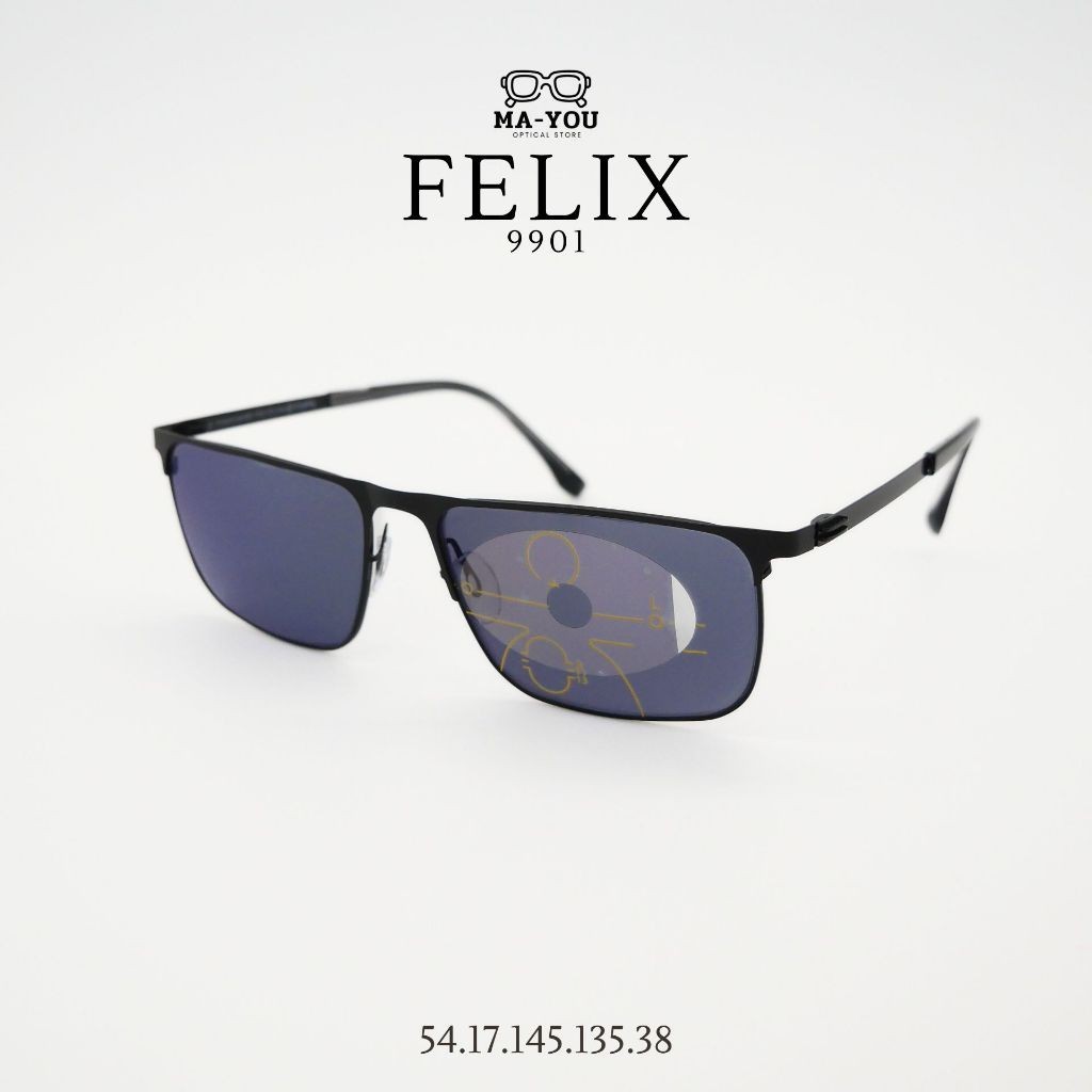 แว่นสายตายาว เลนส์โปรเกรสซีฟ กรอบแว่นไทเทเนียม รุ่น Felix เฟลิกซ์ IP 9901 เลนส์ออกแดดเปลี่ยนเทาดำ