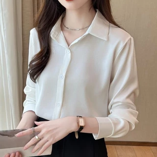 เสื้อเชิ้ตไหมแท้แขนยาว ใหม่ล่าสุด ทรงสวย หรูหรา สำหรับฤดูใบไม้ร่วง