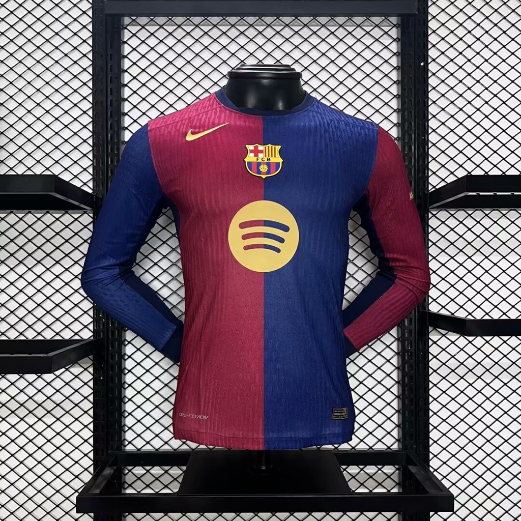 Player Edition 2425 Barcelona Anniversary Edition เสื้อฟุตบอลคุณภาพสูงเสื้อฟุตบอลแขนยาว Top AAA+