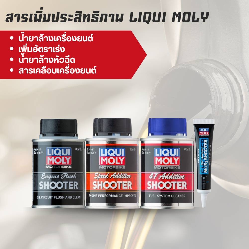 Liqui Moly Motorbike 4T Additive Shooter 80ml. น้ำยาล้างหัวฉีด และเพิ่มสมรรถนะ สำหรับรถจักรยานยนต์