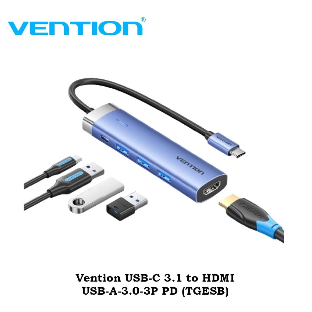 Vention USB-C 3.1 เป็น HDMI USB-A-3.0-3P PD (TGESB)