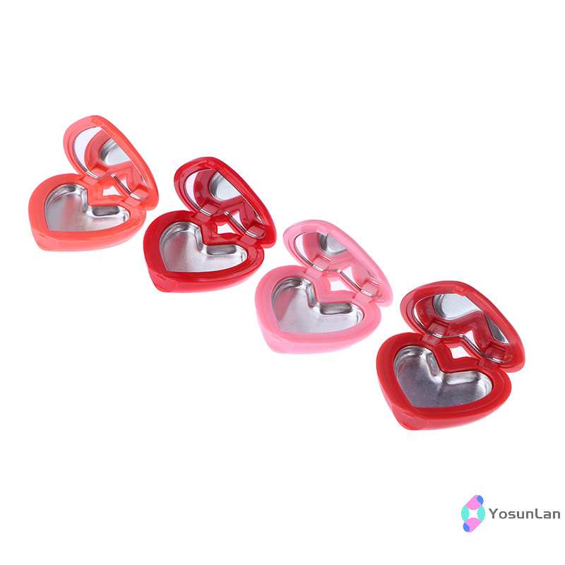 Yosunlan] 1 PC Love Heart Shape Empty Eyeshadow Case With Mirror Rouge Lip Box Pigment Palette Refillable Foundation Makeup Dispenser ใหม่