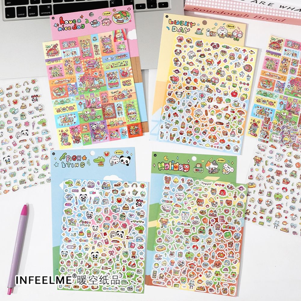 น่ารักน่ารักสัตว์สารพัน DIY ตกแต่งกาวสติกเกอร์เด็กหัตถกรรม Scrapbooking สติกเกอร์ชุดสําหรับไดอารี่อัลบั้ม Planner Journaling