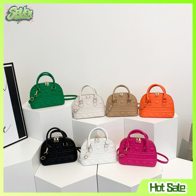 แฟลชเซล!! กระเป๋าถือสตรีย้อนยุคสไตล์ลายนูนหนัง Pu สีทึบกระเป๋าสะพายข้าง