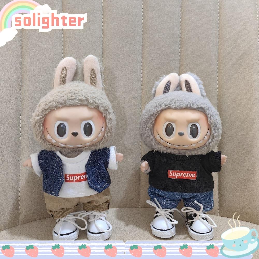 Solighter ผ้าใบเสื้อผ้า, DIY เปลี่ยนเสื้อผ้าลาบู 17 ซม., แฟชั่น Handmade ST สั้น Labubu