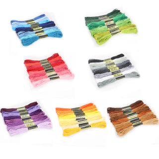 8 ชิ้นผ้าฝ้ายหลากสีปักครอสติสด้ายเย็บผ้า Skeins เย็บปักถักร้อยด้ายไหมขัดฟันชุดเสื้อผ้า DIY เย็บอุปกรณ์เสริม