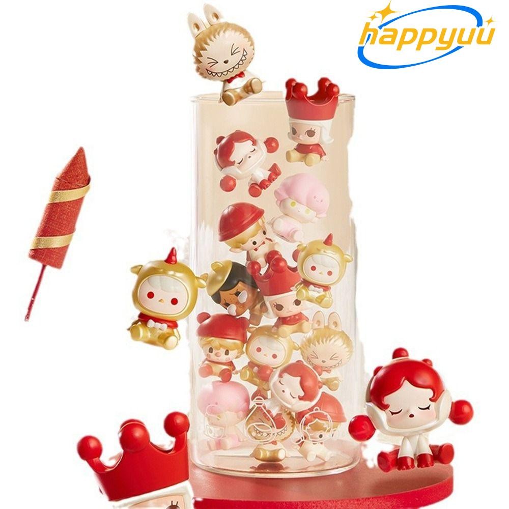 Happyuu อะนิเมะการ์ตูนรูป,ฟองสบู่นั่งท่าทาง Series กล่อง,แฟชั่นน่ารัก Labubu Dimoo Molly SP Kawaii กล่องของเล่นสําหรับเด็ก