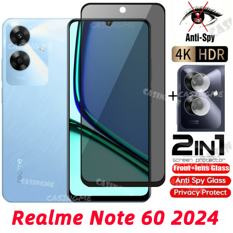 Realme หมายเหตุ 60x 70 กระจกนิรภัยส่วนตัว Anti-Spy คลุมทั้งหมดป้องกันหน้าจอ Anti Peek ฟิล์มความเป็นส่วนตัวสําหรับ Realme หมายเหตุ 60 Note60 60 หมายเหตุ RealmeNote60 4G 5G Anti Peek ฟิล์มความเป็นส่วนตัว