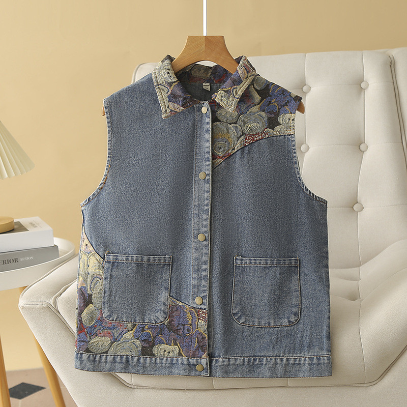 พลัสขนาดผู้หญิงเปิดลงเสื้อกั๊กสีฟ้า XL-4XL ผู้หญิงสํานักงานสวมใส่ปุ่มขึ้นฤดูใบไม้ร่วงใหม่Outerwear