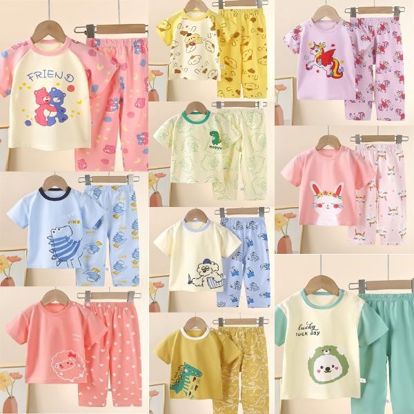 ชุดเซ็ทเสื้อผ้าเด็ก แขนสั้น+ขายาว ลายน่ารัก ใส่นอนได้ ผ้าเบาสบาย เด็กผู้ชาย เด็กหญิง Cotton ชุดนอน F06