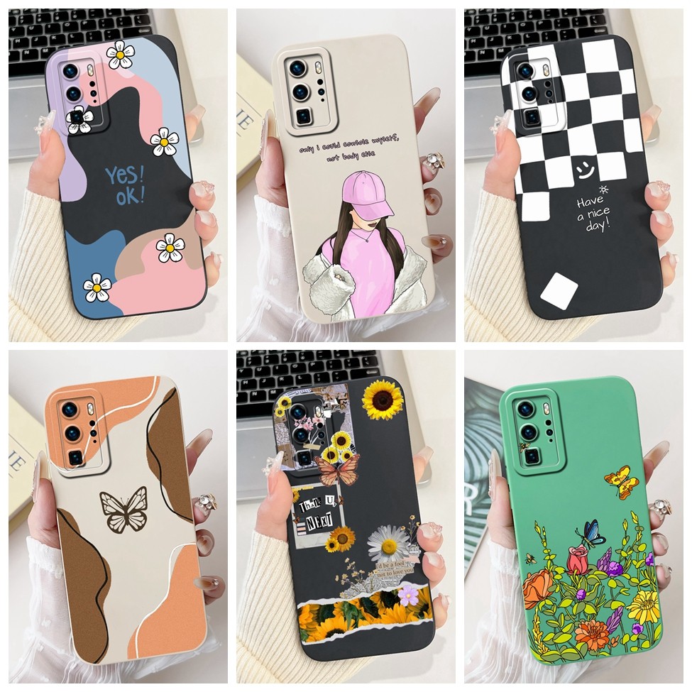 เคส Huawei P40Pro ELS-NX9 แมวน่ารักความงามผีเสื้อทาสีฝาหลัง Huawei P40 Pro เคสโทรศัพท์