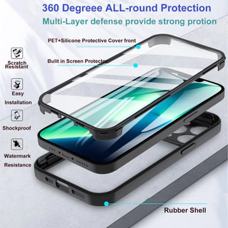 360 Full Body Case สําหรับ IPhone 15 14 13 12 11 Pro MAX 14 7 8 Plus XS MAX XR SE ฝาครอบโปร่งใสทนทานในตัวป้องกันหน้าจอ