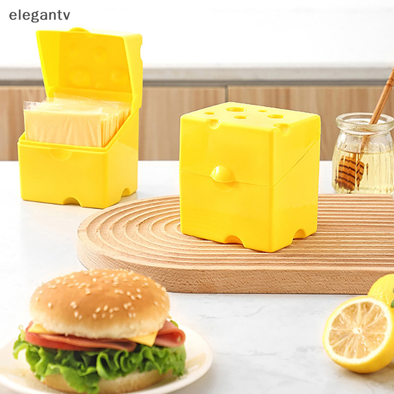 Egn ชีสภาชนะเก็บอุปกรณ์ครัวชีสพลาสติกรูปตู้เย็น Slice ชีสกล่องเก็บอุปกรณ์ครัว N