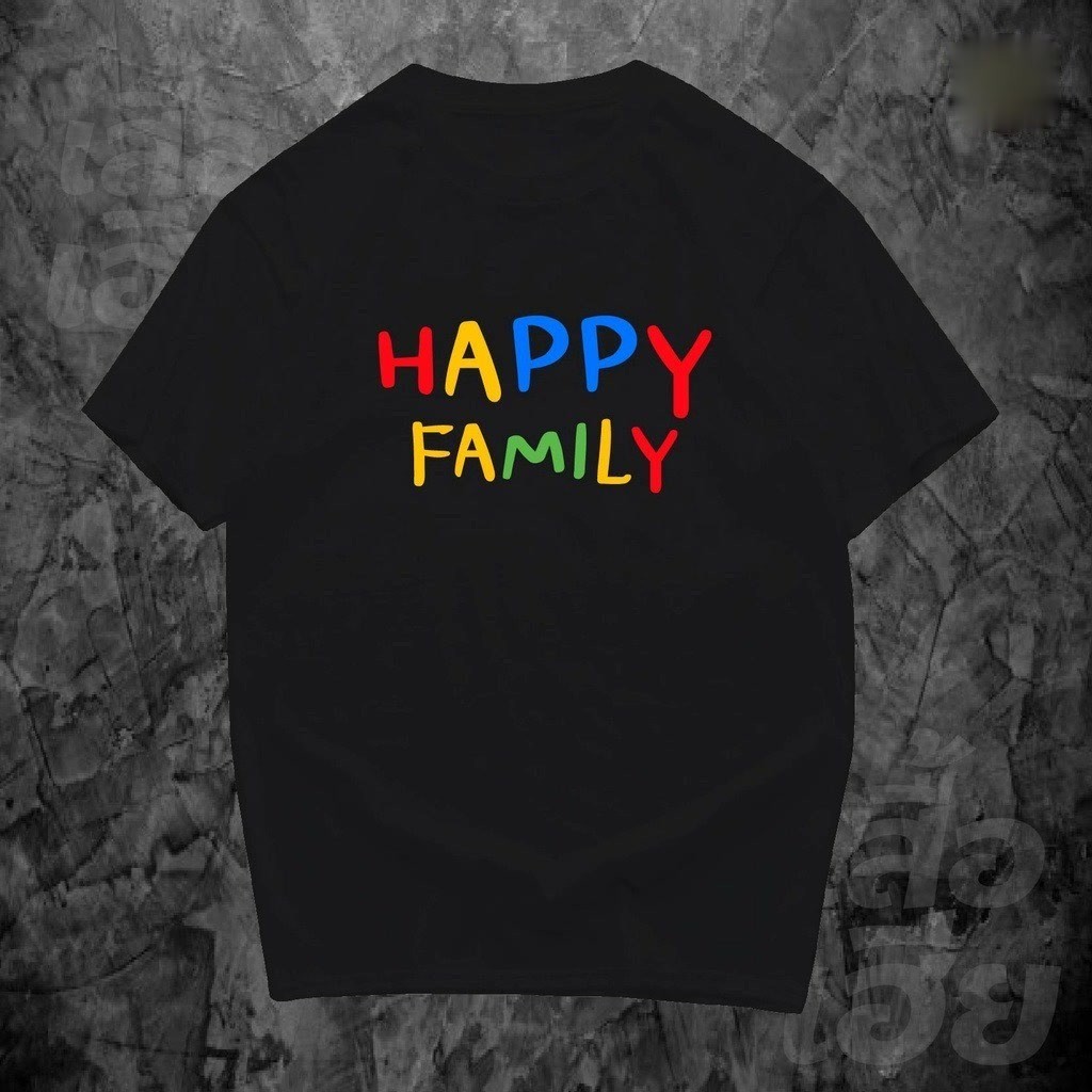 เสื้อ ครอบครัว happy family   ผู้ใหญ่ ผ้าCotton  มีสองสี  แขนสั้นคอกลมแฟชั่นดีเสื้อยืดพิมพ์ลายคลา