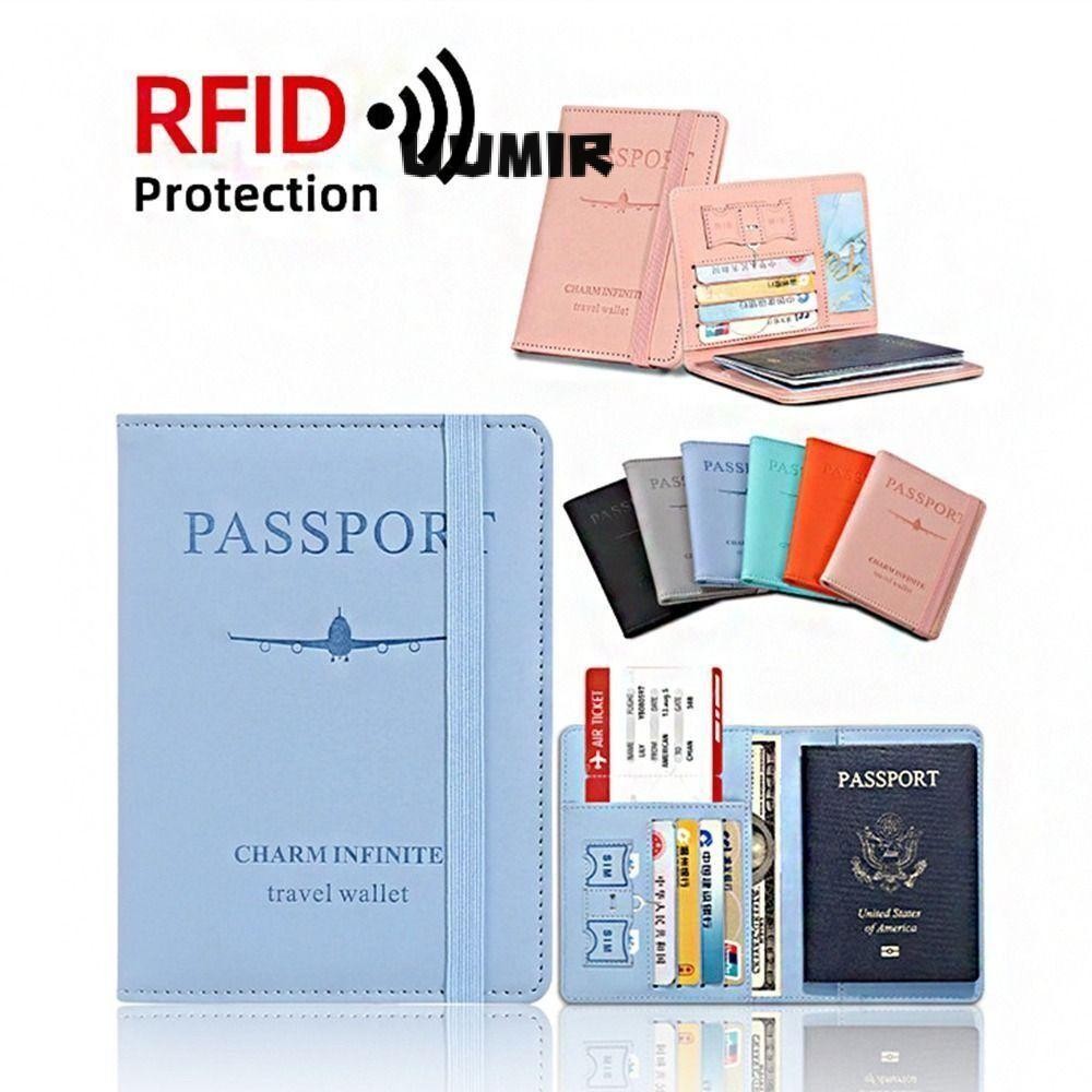UUMIR ปกหนังสือเดินทาง RFID, ที่ใส่บัตร RFID แบบพกพาป้องกันการโจรกรรม, คลิปหนังสือเดินทางเดินทางความจุขนาดใหญ่หนัง