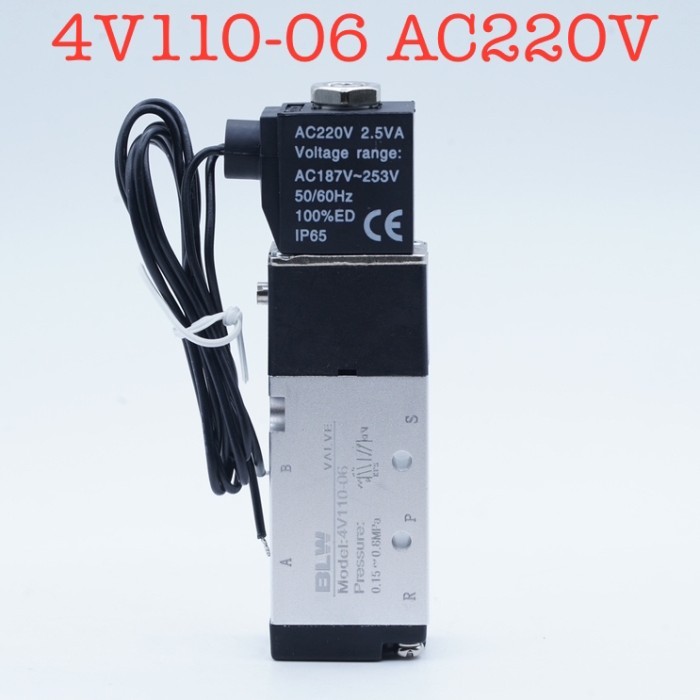 BLW Solenoid วาล์ว 4V110-06 ลวด AC 220V 1/8 "ตรง Air Valve สําหรับ Pneumatic Actuator | 2.048.0292 |
