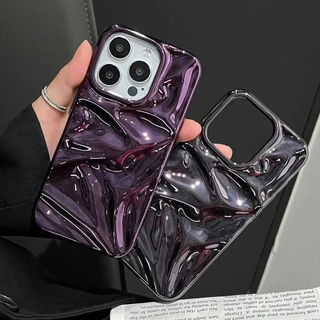 แฟชั่นพับริ้วรอย3DซิลิโคนสําหรับiPhone 17 15 14 13 12 Pro Max 16 Plus 11 Soft Electroplatedกันชนฝาครอบโทรศัพท์