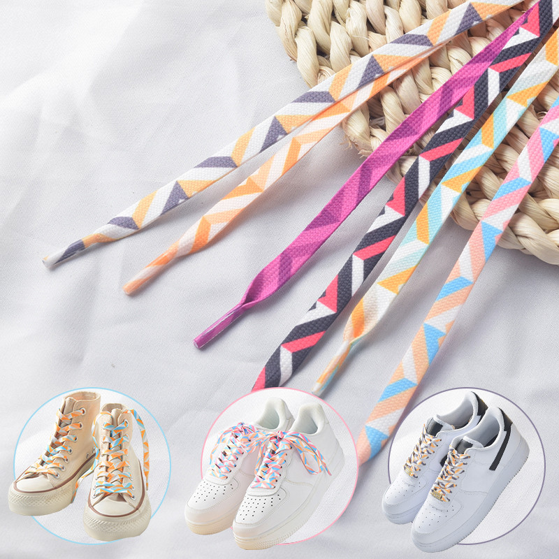 เชือกผูกรองเท้าแบนสําหรับรองเท้าผ้าใบ Gradient Rainbow ไอศกรีมรองเท้า Laces Casual ผ้าใบเทนนิสเชือกผูกรองเท้าสําหรับผู้หญิง Shoestrings