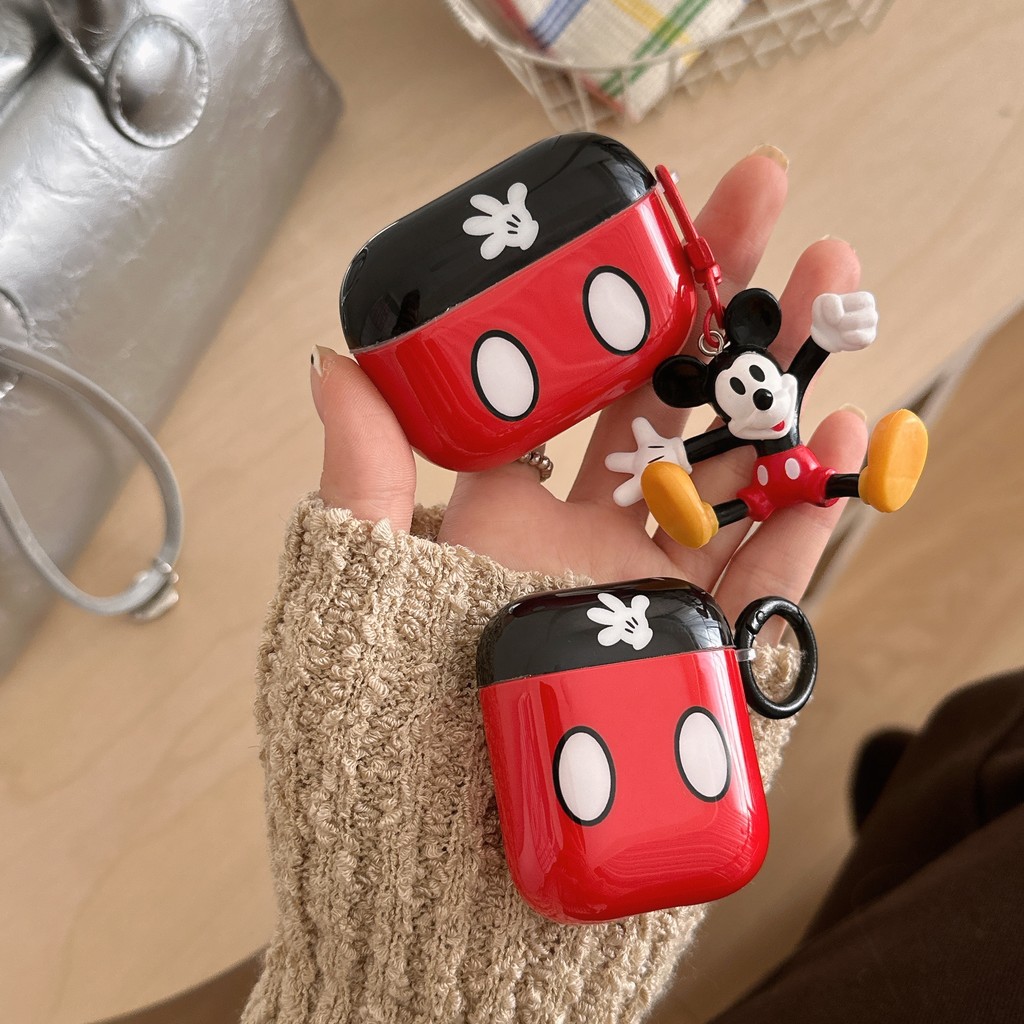 ถุงมือสีขาว Mickey Mouse Hard IMD หูฟังสําหรับ AirPods 1 2 3 Pro 1 2 หูฟัง Rotective แขวนกรณี