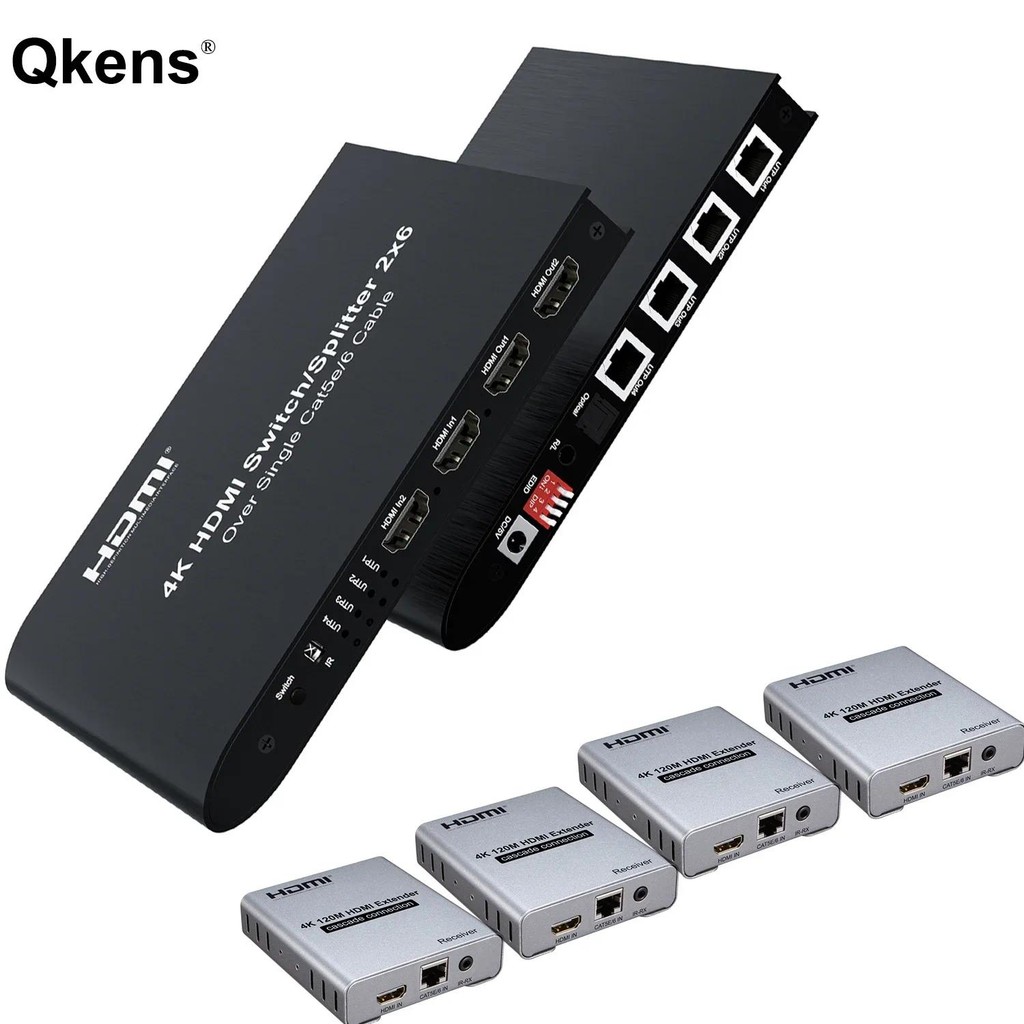 4k 2x6 HDMI Switch Splitter video Converter Vs 4k 120m HDMI cat6 Ethernet cable Extender Receiver