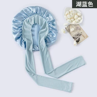 100% Mulberry Silk Sleep Cap ผู้หญิงผ้าไหม Night Bonnets Sleep Bonnets ดูแลเส้นผมริบบิ้นสไตล์การออกแบบใหม่สําหรับผมยาว