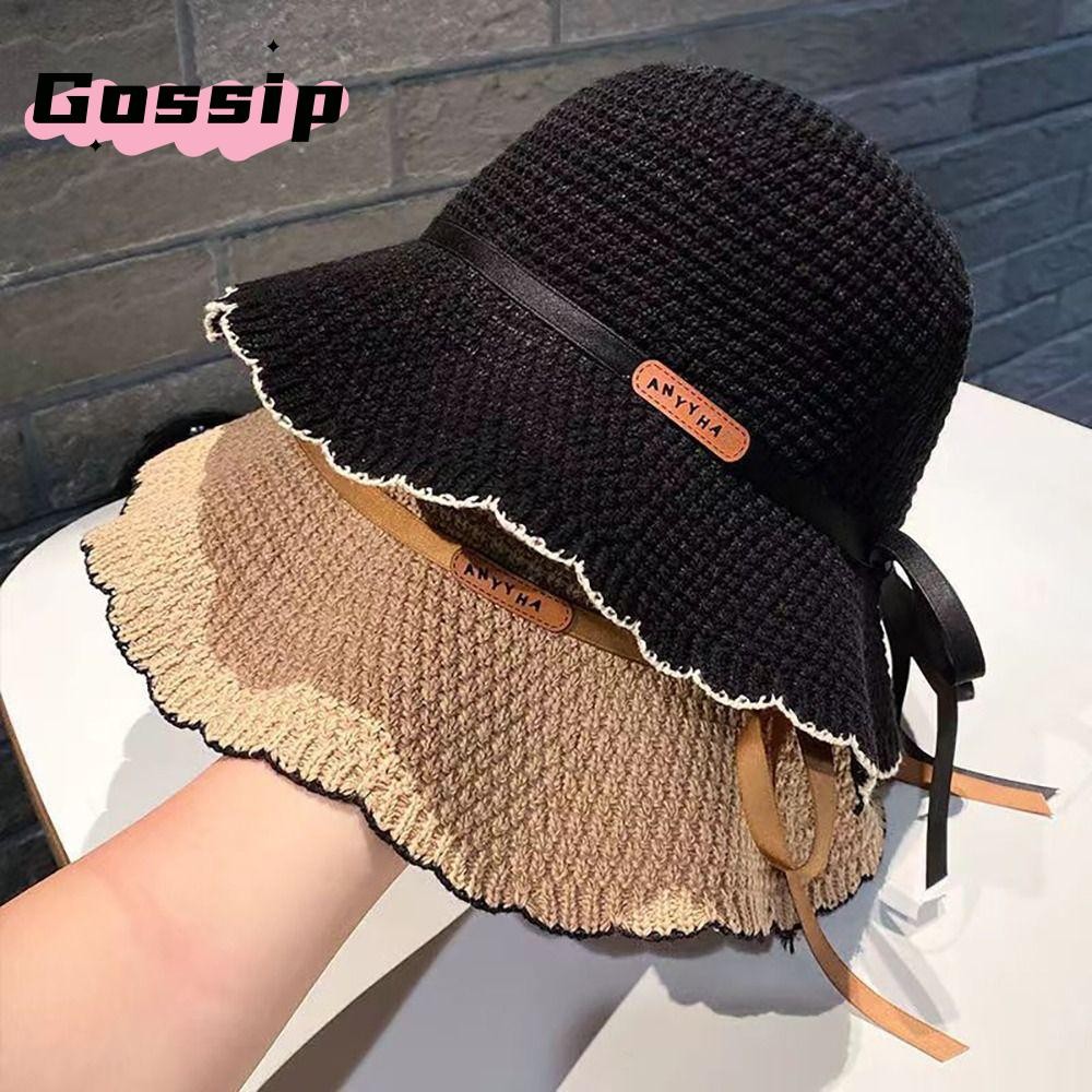 Gossip หมวกบักเก ็ ต,หมวกชาวประมงแบบพับได ้ ระบายอากาศได ้ , หมวกชาวประมงปีกกว ้ างผู ้ หญิง