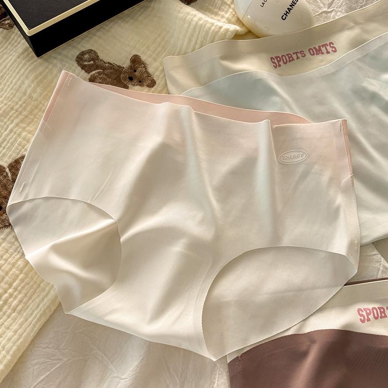 กางเกงในไร้ขอบ กางเกงชั้นใน ผู้หญิง แฟชั่น ขอบเอวสีทูโทน ผ้านิ่มเย็น สวมใส่สบาย ยืดหยุ่นได้ดี Size M-XL