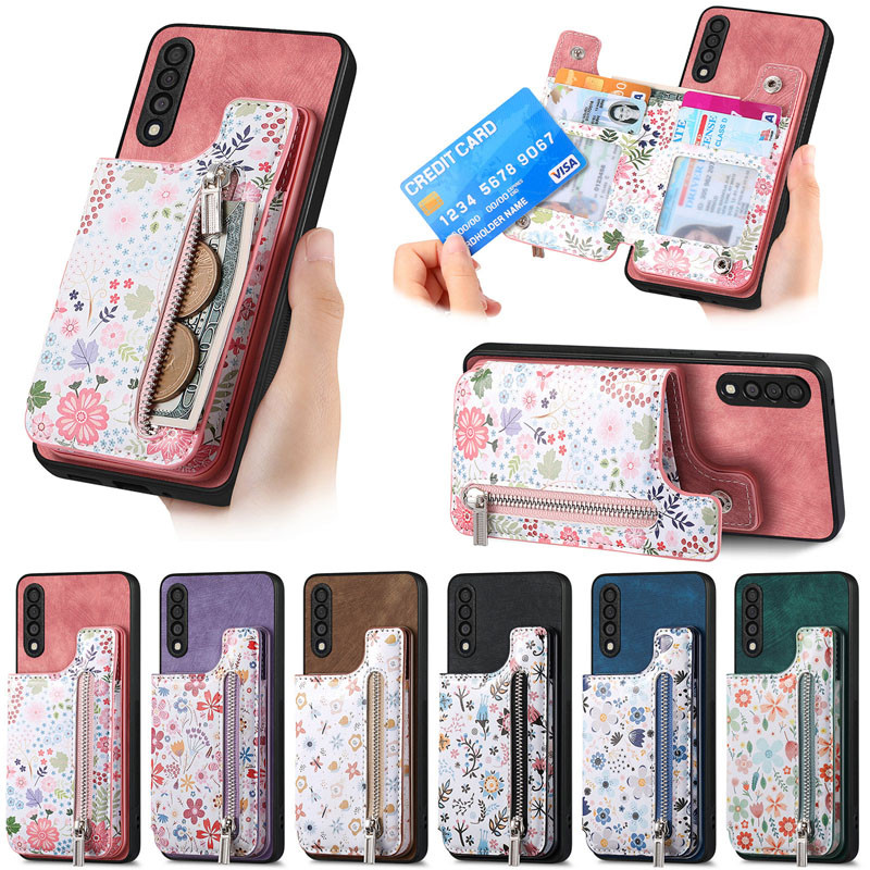 SAMSUNG กระเป๋าสตางค์สีสันสดใสกรณีsamsung Galaxy A02s A03s A23 A12 A02 A33 A53 A73 A22 A22s A32 M32 A52 A52s A72 M32 M33 M53 ฟังก์ชั่นRFIDซิปผู้ถือบัตรโทรศัพท์