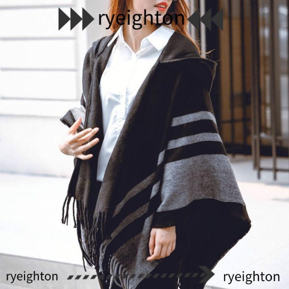 Ryeighton ผ้าคลุมไหล่, เลียนแบบแคชเมียร์ Hooded ขนแกะผ้าคลุมไหล่, แฟชั่นฤดูหนาวที่อบอุ่น Thicken Wraps ผ้าพันคอ