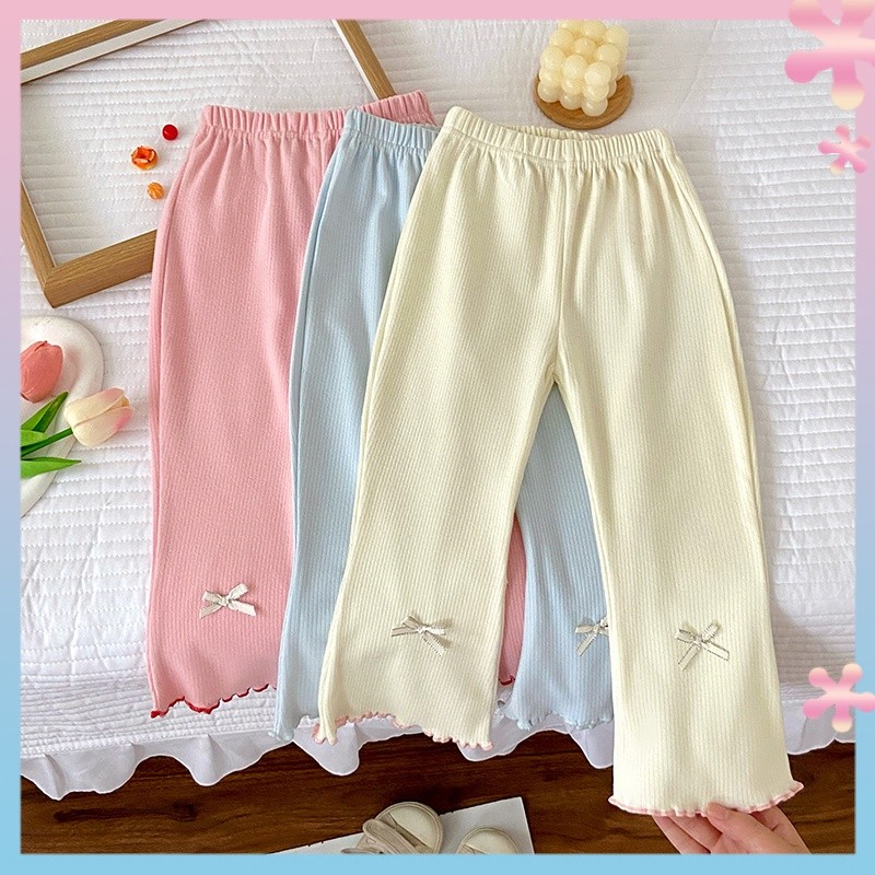 2024Spring and Autumn New Flare Pants Children's Western Style Slim Fit Leggings Girls Baby Comfortable Pants