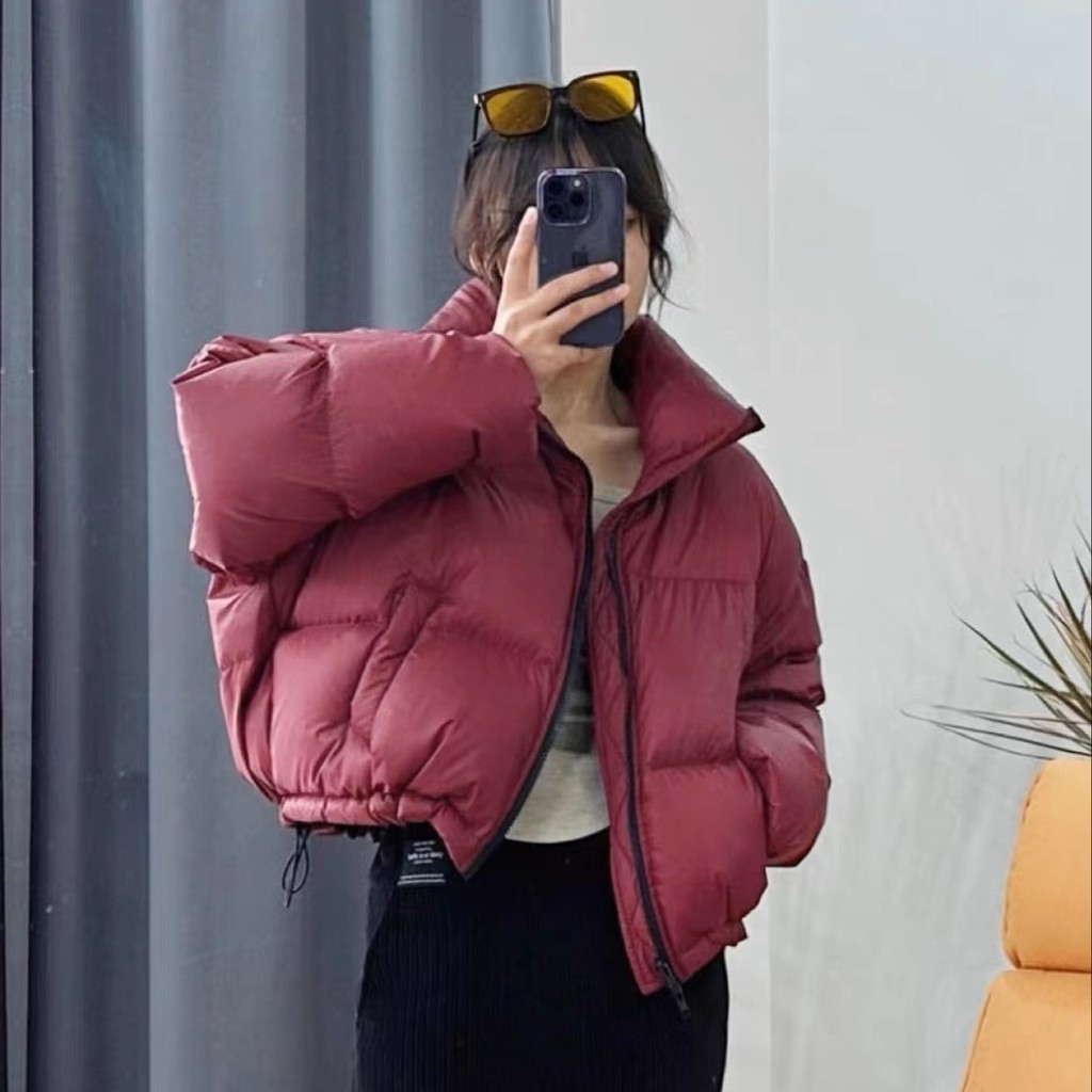 ใหม่ผู้หญิงเสื้อสั้นเกาหลีหลวมหนายืนปกแฟชั่นขนมปังเสื้อน้ํา