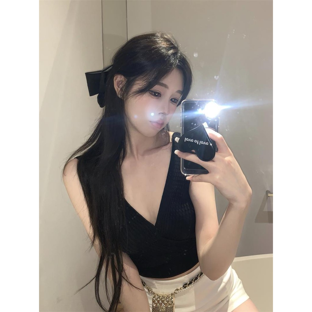 LuneGrace เสื้อกล้ามไหมพรม วีเล็กหน้าหลัง เซ็กซี่ สายฝอ รูปที่ 7