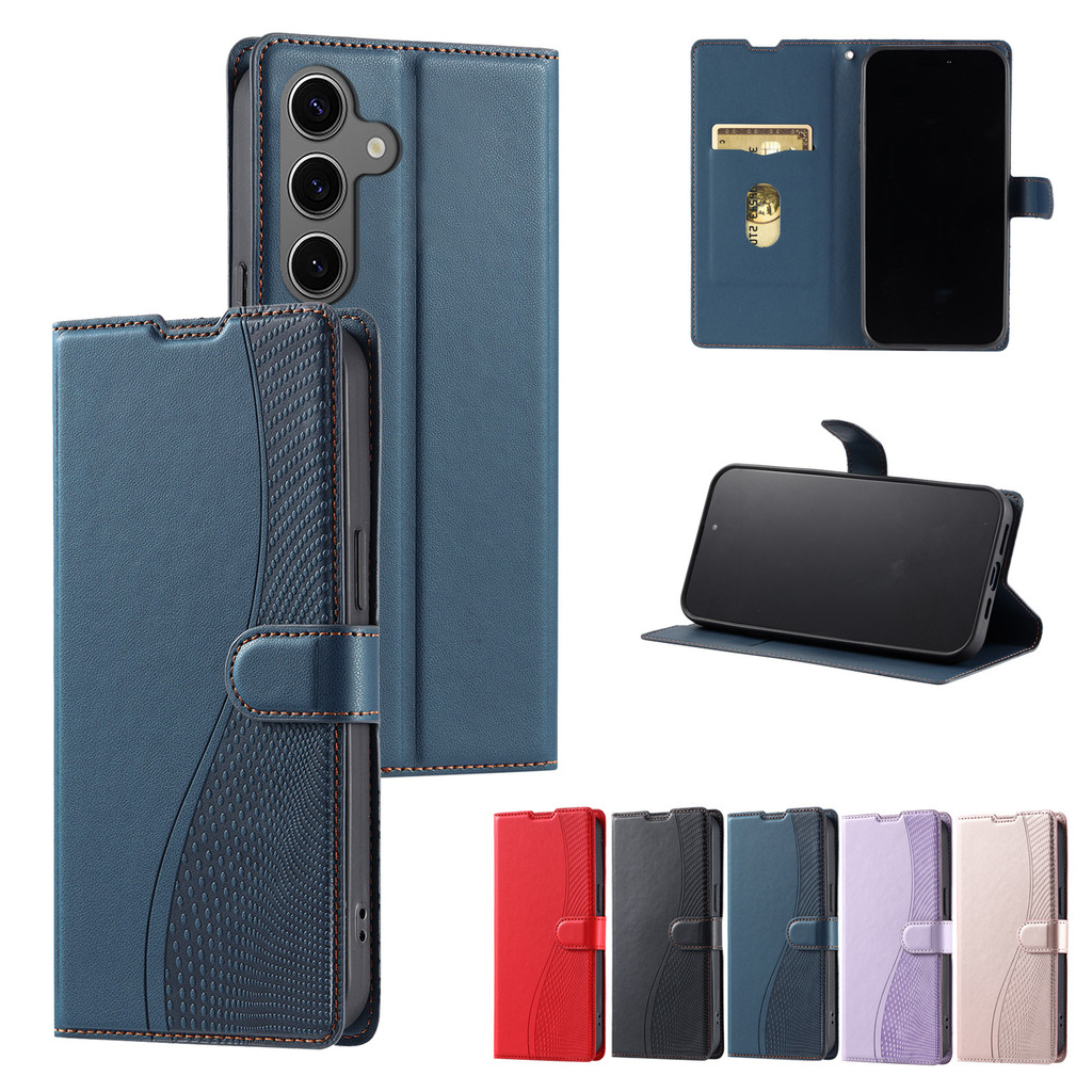 เคสซัมซุง Case for Samsung Galaxy A10 A20 A30 A30s A50 A50s A70 A51 A71 A21s A05s A15 A25 A35 A55 A14 A34 A54 A04 A04s A13 A23 A33 A53 A73 5G เคสโทรศัพท์หนังฝาพับพร้อมช่องใส่บัตร สําหรับ Embossed Thin PU Leather Cover Wallet Stand Hand Strap ซองมือถือ