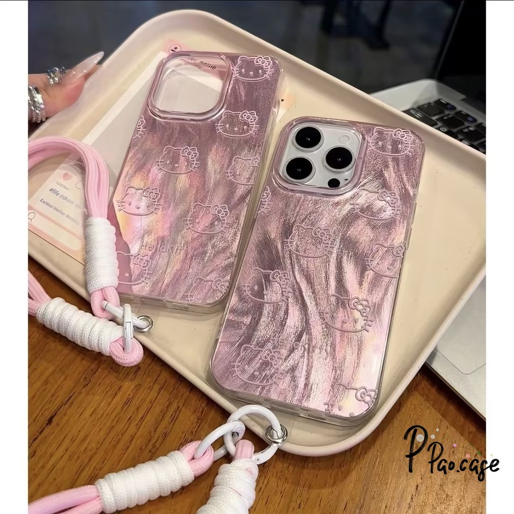 กระเป๋าขนนก HelloKitty Cinnamoroll น่ารักเข้ากันได้ เคสไอโฟน XR 11 13 15 14 12 Pro Max 8 7 15 Plus X XS Max SE 2022