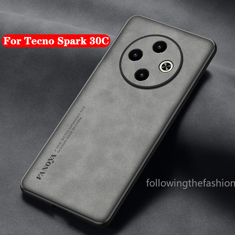 หนัง Matte Texture เคสโทรศัพท์สําหรับ Tecno Spark 30C Spark30c 30 C 4G 2024 ปลอก Soft TPU Edge ป้องกันกันชนกันกระแทกปกหลัง