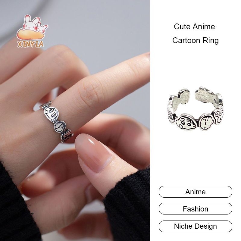 น่ารักอะนิเมะการ์ตูนแหวนปรับ Shin-chan แหวนหญิง Ins Niche เปิด Index Finger แหวนXINYIA.TH