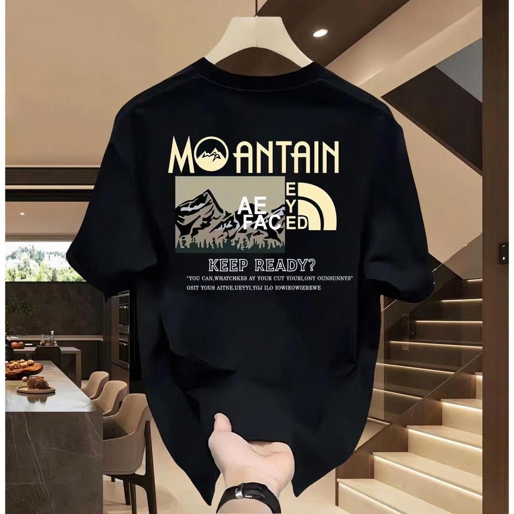 Basi💥 เสื้อยืด oversize unisex เสื้อดูแพง ลาย "MANTAIN" ใส่สบาย สตรีทแฟชั่น ฮิปฮอป cotton 100% ไม่ต้องรีด