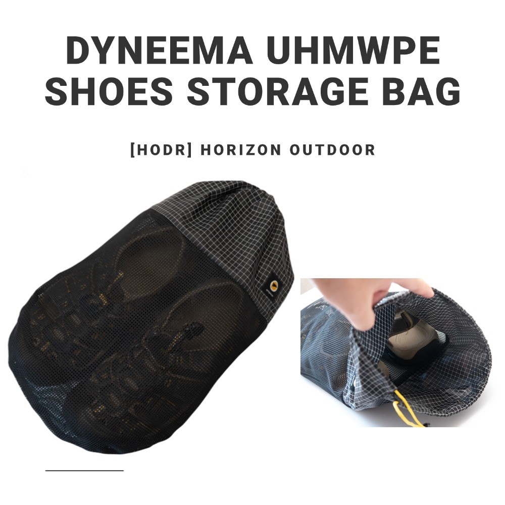 [HODR] Outdoor Camping Shoes Bag Dyneema UHMWWPE Shoe Storage Breathable Mesh Dyneema Drawstring Bag