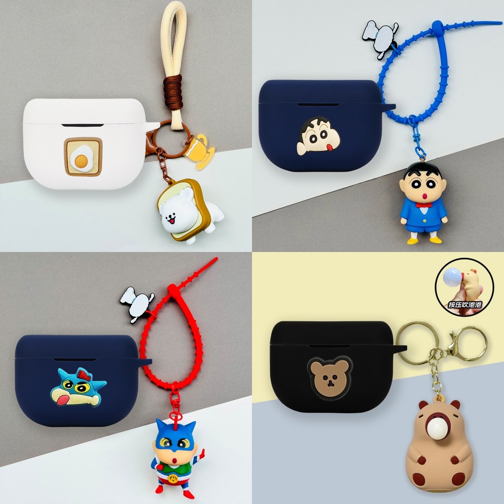 For Jabra Elite 8 Active Case Crayon Shin-chan Jabra Elite 10 Silicone Soft Case Cute Baseball Keych