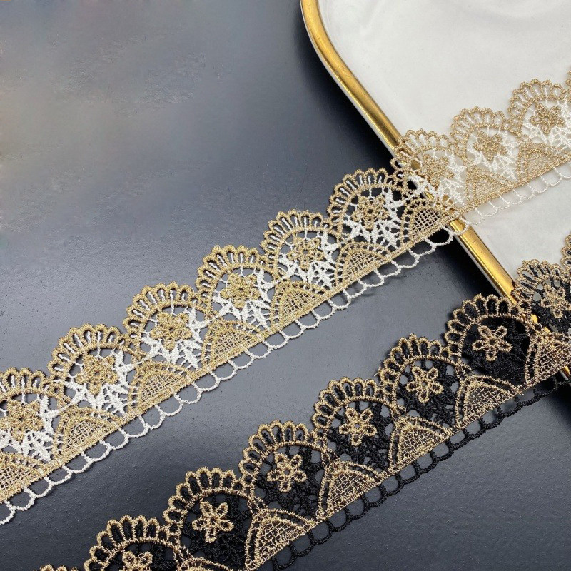 โลลิต้า ผ้าลูกไม้ปักทอง เสื้อผ้าลูกไม้ตัดกว้าง 4 ซม - รูปที่ 7