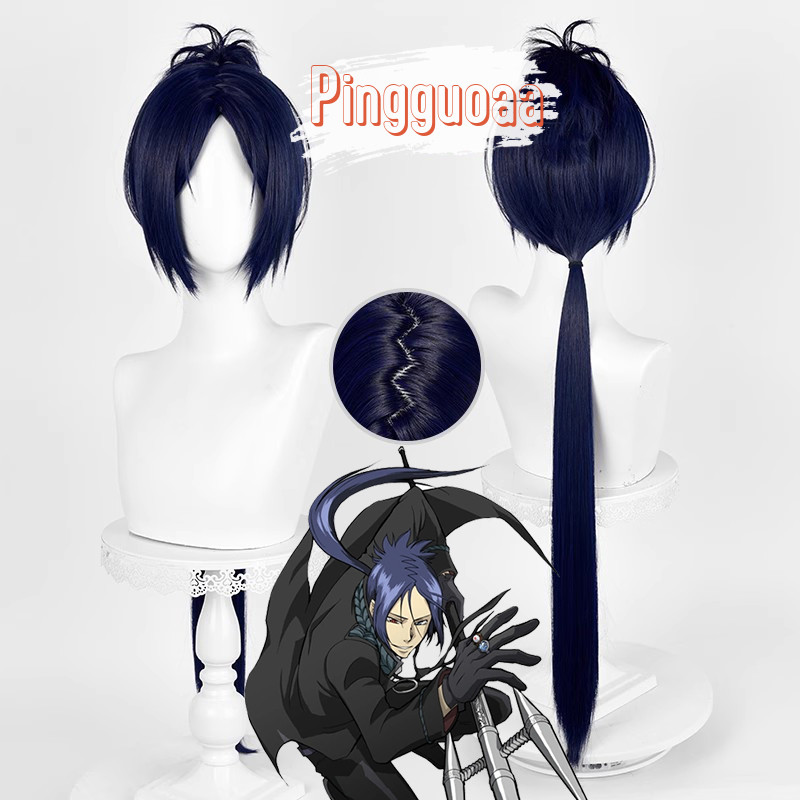 【Manmei】HITMAN REBORN! Rokudo Mukuro 10 Years Later Cosplay Wig 90cm Blue Black Heat Resistant Synth