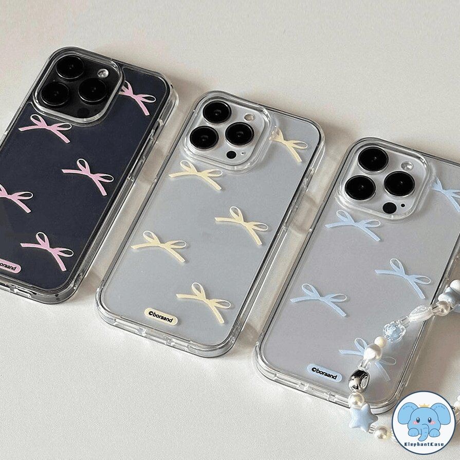 โบว์หวานและมีสีสัน เข้ากันได้ เคสไอโฟน 11 15 Pro Max 7 Plus 14 12 13 Pro Max XS XR X Max 7 15 14 8 Plus SE 2020 เคส